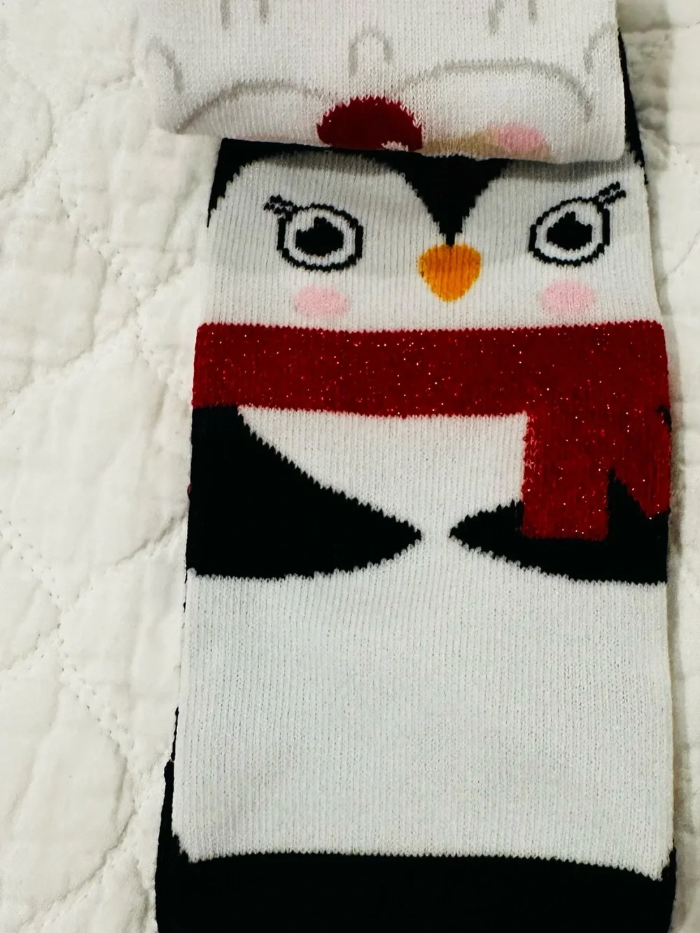 Pair of Holiday Novelty Socks - White/Red